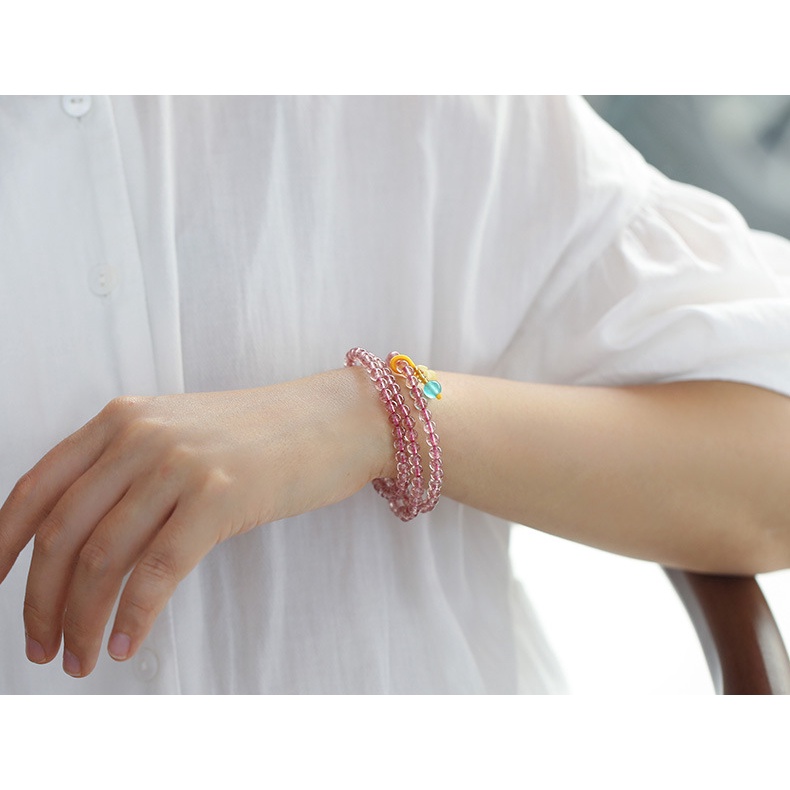 [Hàng Mới Về] Vòng Đeo Tay Ba Vòng Đính Hạt Sáp Ong Đơn Giản Độc Đáo Cho Nữ