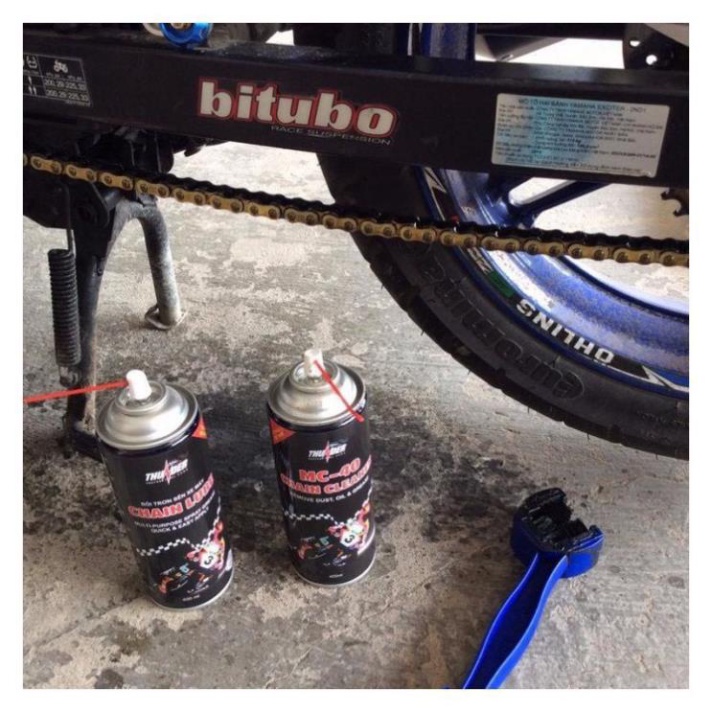 Bộ sản phẩm vệ sinh sên MC-40 400ml, Bôi trơn dưỡng sên Thunder 400ml và bàn chải sên chuyên nghiệp Ảnh thật Sp