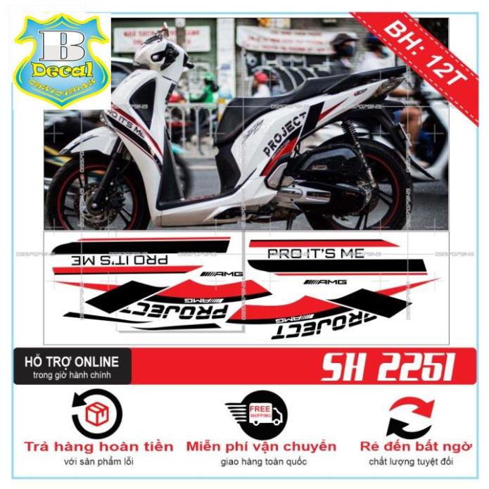 ( Quí khách vui lòng mang ra tiệm cho thợ dán ) Tem SH 2019 TRẮNG ĐỎ ĐEN [Bi Decal]