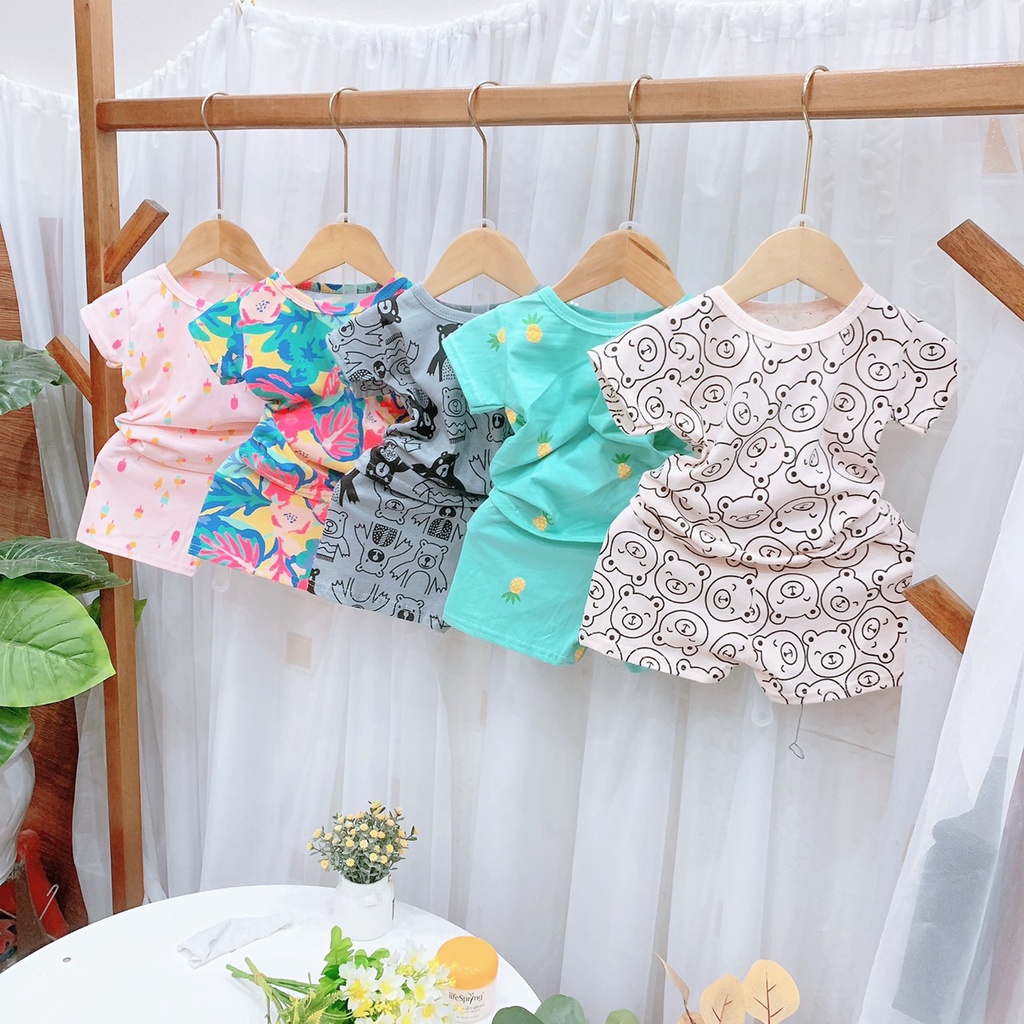 Set bộ quần áo mùa hè ngộ nghĩnh cho bé trai và bé gái 7-17kg.MA50.