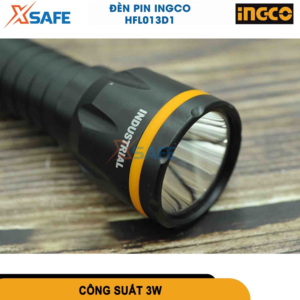 Đèn pin INGCO HFL013D1 3W, vỏ hợp kim nhôm, tuổi thọ 100000h, pin 3AAA, không kèm theo pin [CHÍNH HÃNG][XSAFE]