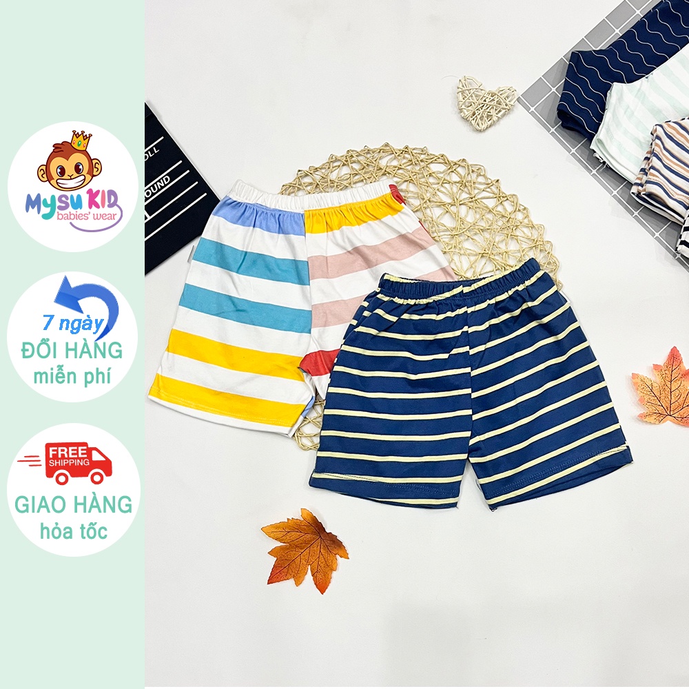 Quần đùi thun cho bé trai MYSU kids chất liệu cotton xuất dư mềm mát size