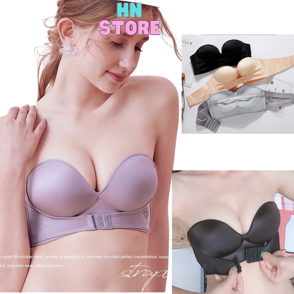 Áo ngực cài trước,Áo chống tụt không dây cài trước cao cấp mặc váy hở lưng vai