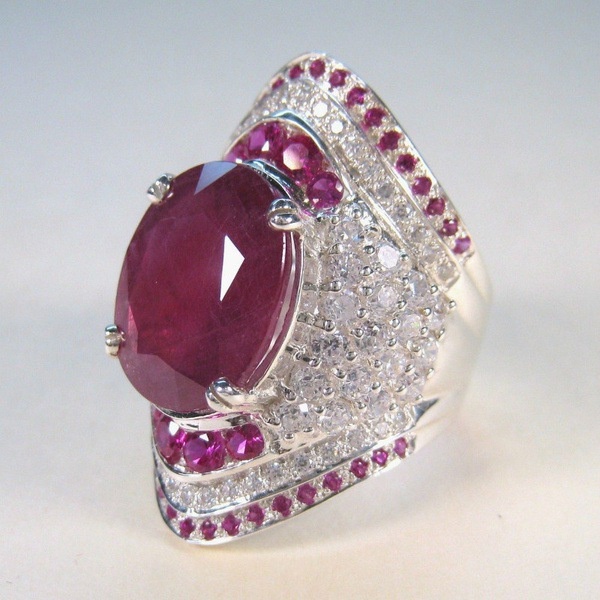 Nhẫn Đính Đá Ruby Kim Cương Toàn Bộ Phong Cách Hàn Quốc Cổ Điển Thời Trang Dễ Thương Làm Quà Tặng Cho Bạn Gái/ Nam