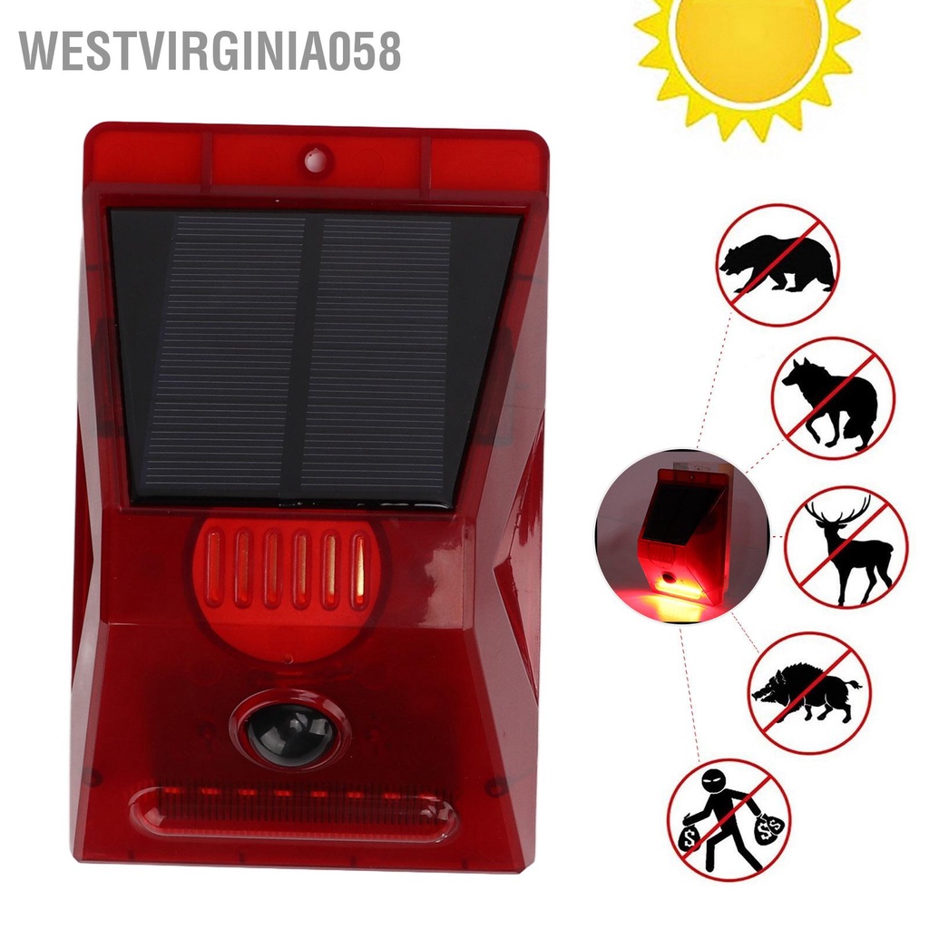 Westvirginia058 Ánh sáng âm thanh Đèn báo động Điều khiển từ xa sử dụng năng lượng mặt trời Chống trộm IP65 nước cho Nhà nuôi cá