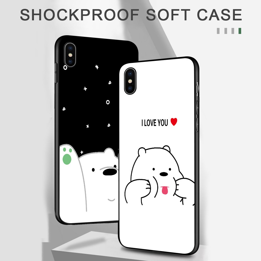 Samsung Galaxy S9 Plus S8 S7 S6 Edge S8+ S9+ For Soft Case Silicone Casing TPU Cute Cartoon We Bare Bears Phone Full Cover Simple Macaron Matte Shockproof Back Cases