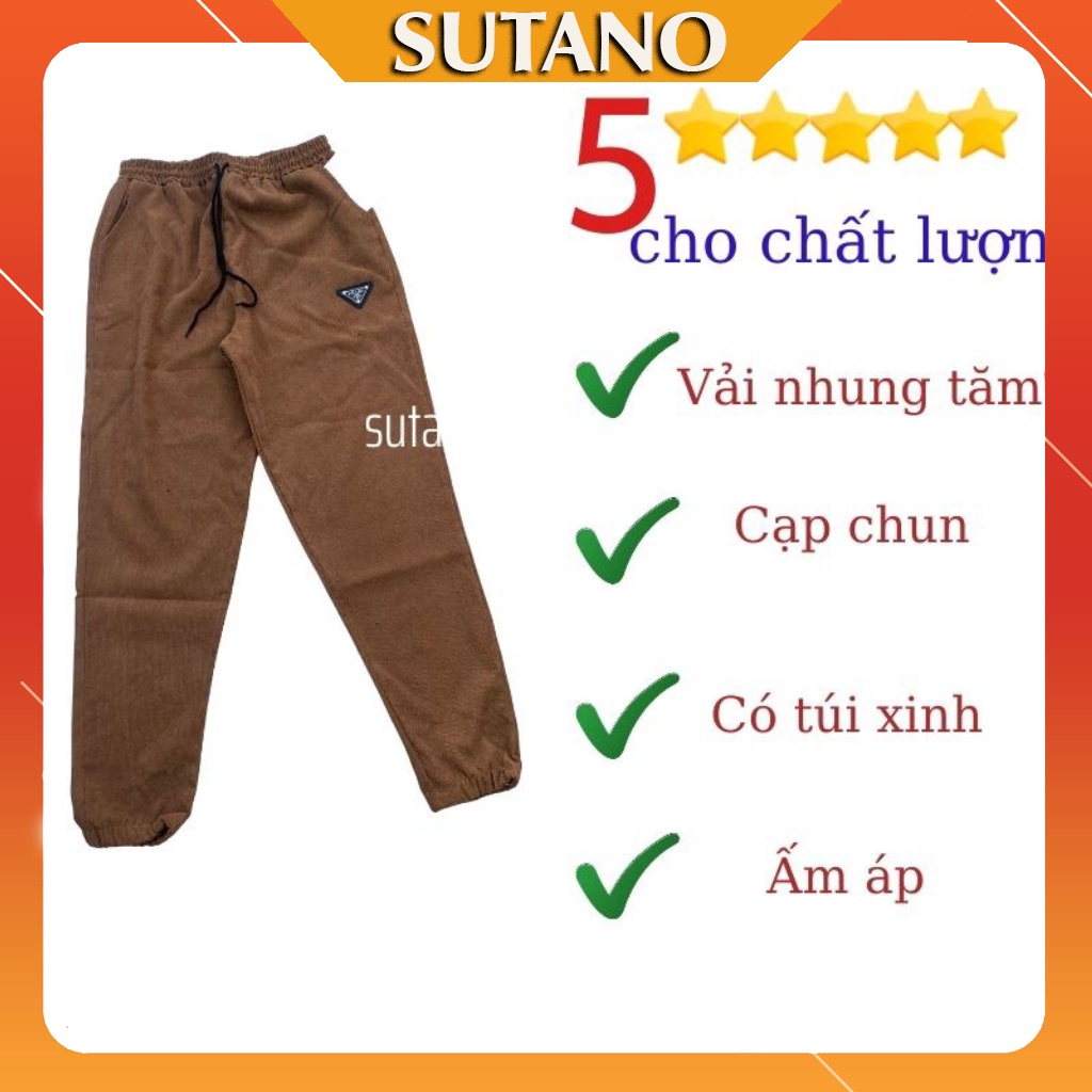 Quần dài nữ thu đông chất nhung tăm cao cấp cạp chun co giãn mặc ấm Q468 SUTANO