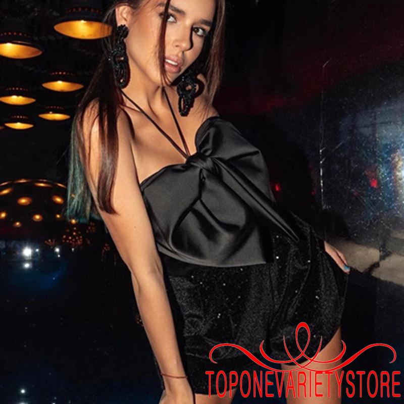 Áo liền quần Sát Nách Phối Nơ Lấp Lánh Thời Trang Dành Cho Nữ | BigBuy360 - bigbuy360.vn