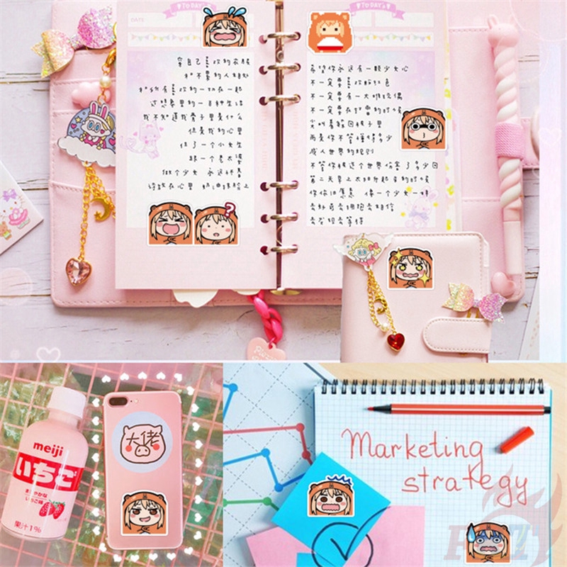 Set 40 miếng dán hình họa tiết anime Himouto Umaru-chan  dùng trang trí album / nhật ký / laptop / sổ tay / ván trượt