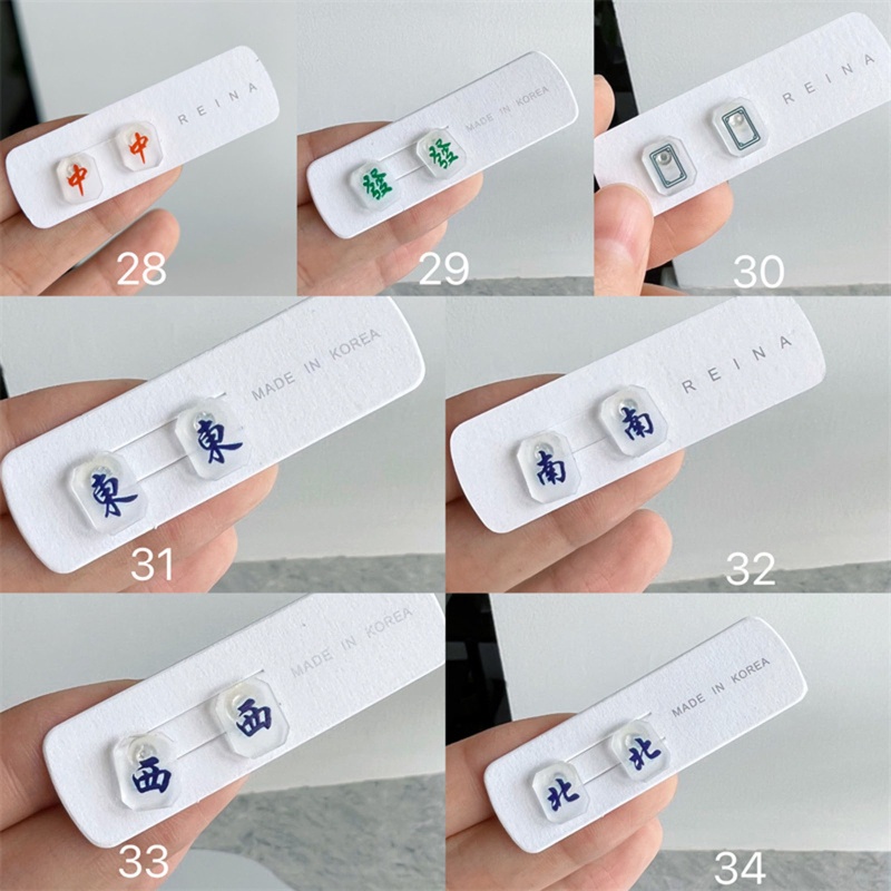 Set 6 Cặp Bông Tai Mạt Chược Cỡ Nhỏ Thời Trang Nữ