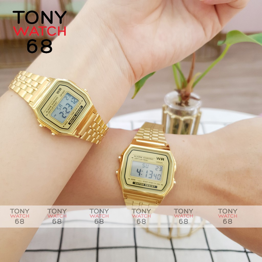 Đồng hồ điện tử đôi nam nữ WR đeo tay thông minh mặt vuông chính hãng Tony Watch 68