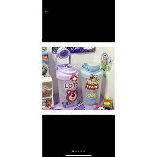 Bình Nước Bình Lắc WHEY 500ML TOY STORY GẤU LOTSO GẤU POOH Kèm Sticker Dán