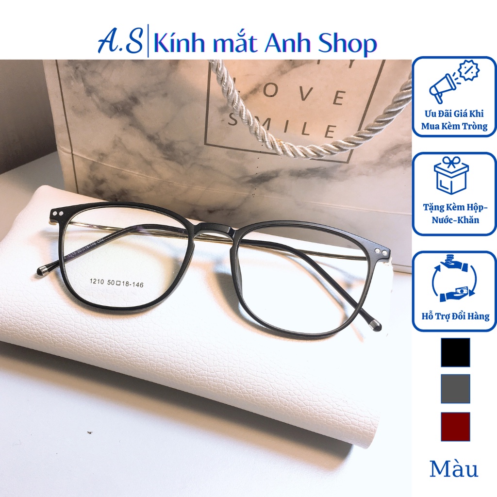 Kính tròn nam nữ chất liệu kim loại kết hợp nhựa dẻo dẻo dai bền 1210