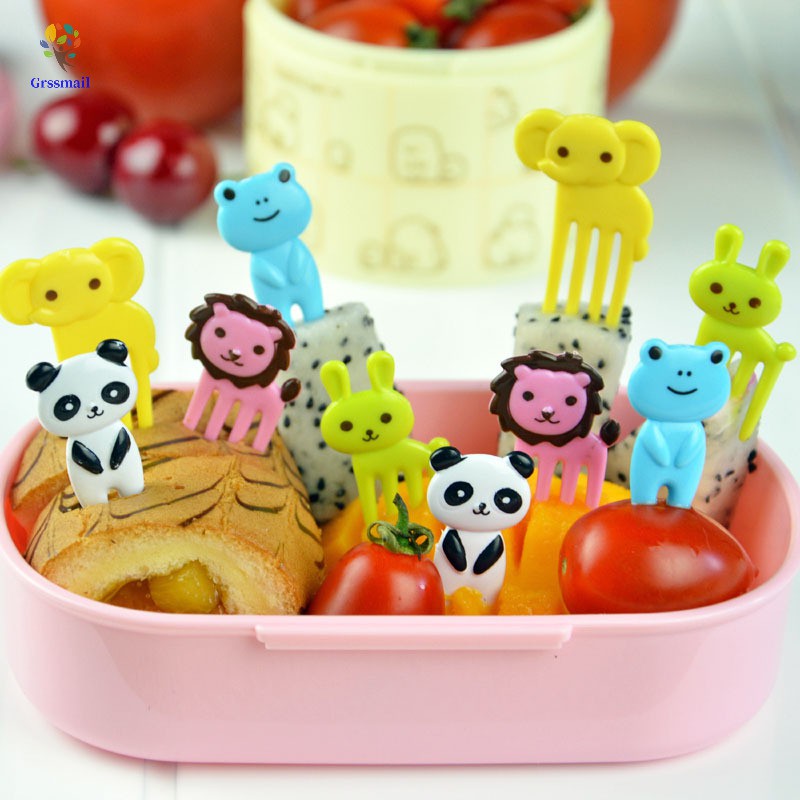 Mini Fruit Fork Sign Cartoons Toothpick Animal Farm Lunch Children Dinner Bags