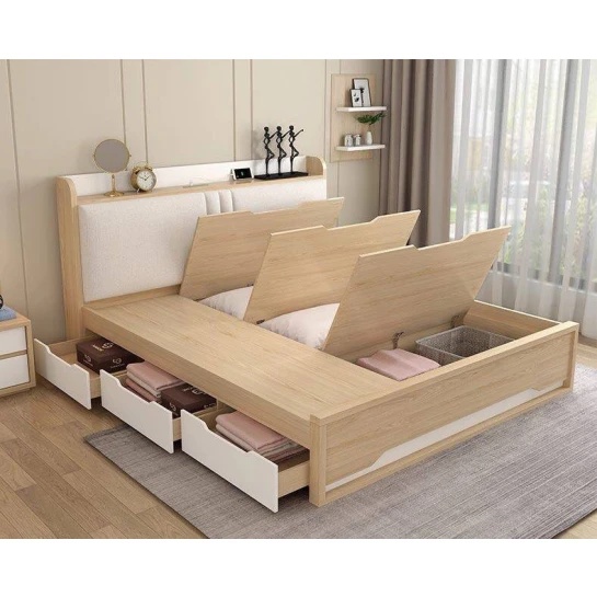 Giường ngủ thông minh có ngăn kéo và cánh lật để đồ