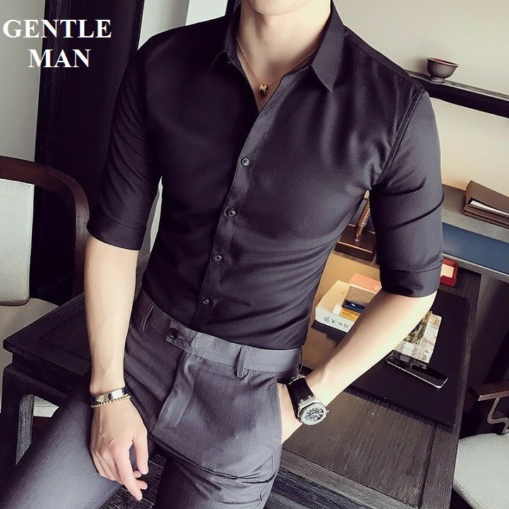 Áo sơ mi nam đen 💚𝐅𝐑𝐄𝐄𝐒𝐇𝐈𝐏💚sơ mi nam đen big size vải không nhăn, mềm mịn, thoáng mát, sang trọng. | BigBuy360 - bigbuy360.vn