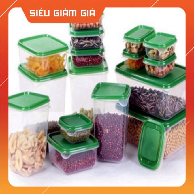 SET 17 HỘP ĐỰNG THỨC ĂN BỎ TỦ LẠNH CÓ NẮP ĐẬY KÍN AN TOÀN shop KUMO