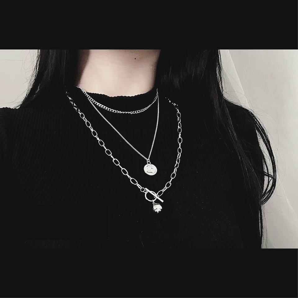 Set 3 dây chuyền titan unisex xích không gỉ cá tính