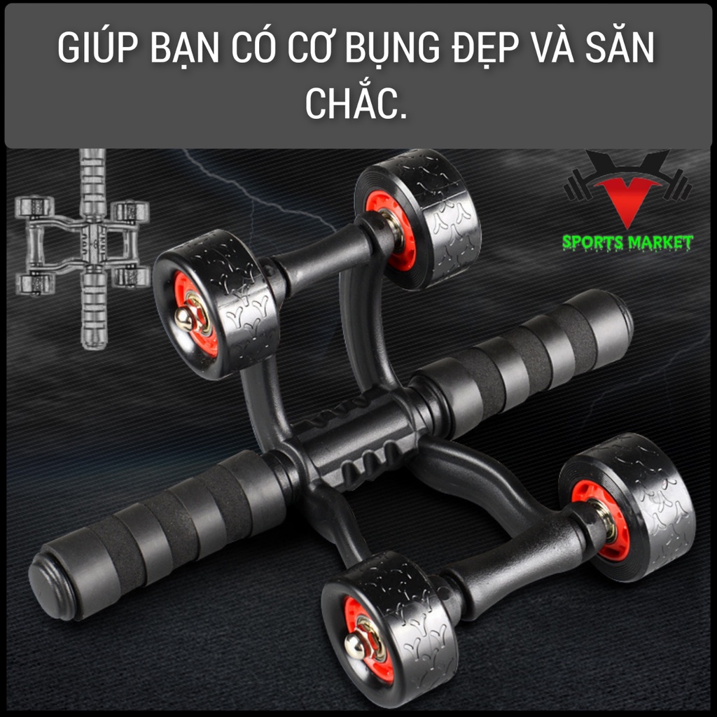 Con lăn tập cơ bụng, , con lăn tập bụng 4 bánh dành cho nam, nữ ,gym, yoga.