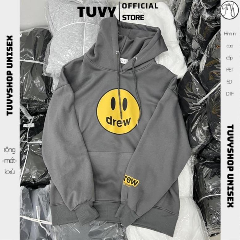 Áo Hoodie Nam Nữ TUVY nỉ thu đông mũ 2 lớp ấm hottrend Áo hoodie drew nhiều màu “ảnh shop tự chụp” - HD001 T2000