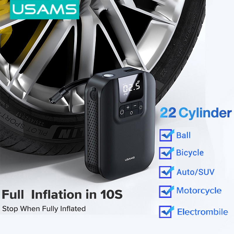 Máy bơm lốp xe USAMS kỹ thuật số không dây 22 xi lanh nhỏ gọn đa năng tiện thumbnail