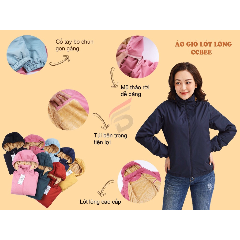 Áo gió nữ lót lông cừu cao cấp, giữ ấm cơ thể, chắn gió, chống nước, siêu tiện dụng | BigBuy360 - bigbuy360.vn
