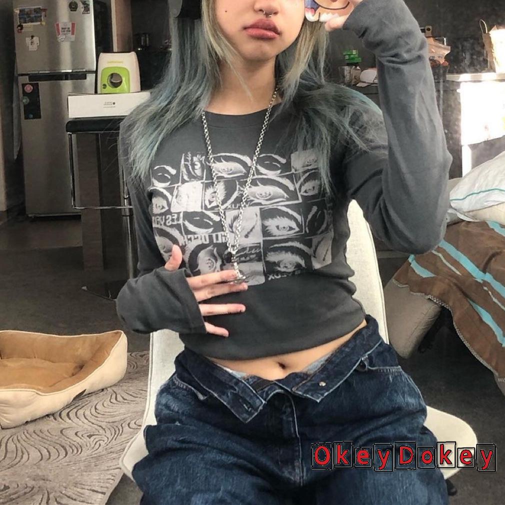 Áo croptop nữ tay dài cá tính thời trang