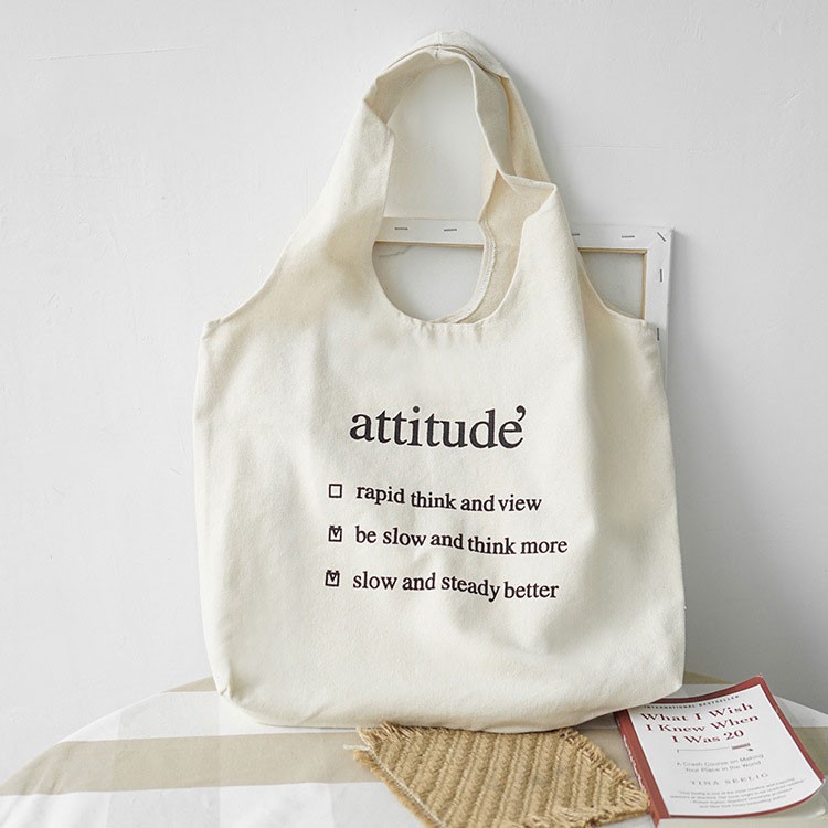 Túi Vải Tote Cỡ Lớn Attitude Style Nhật P1398 - LoanTay