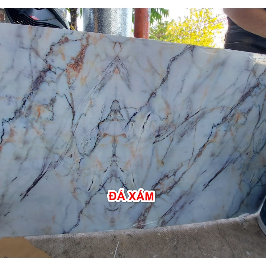 Decal tráng nhôm dán bếp ĐÁ XÁM VÂN THÔ khổ 60cm có keo sẵn - giá bán 1 mét