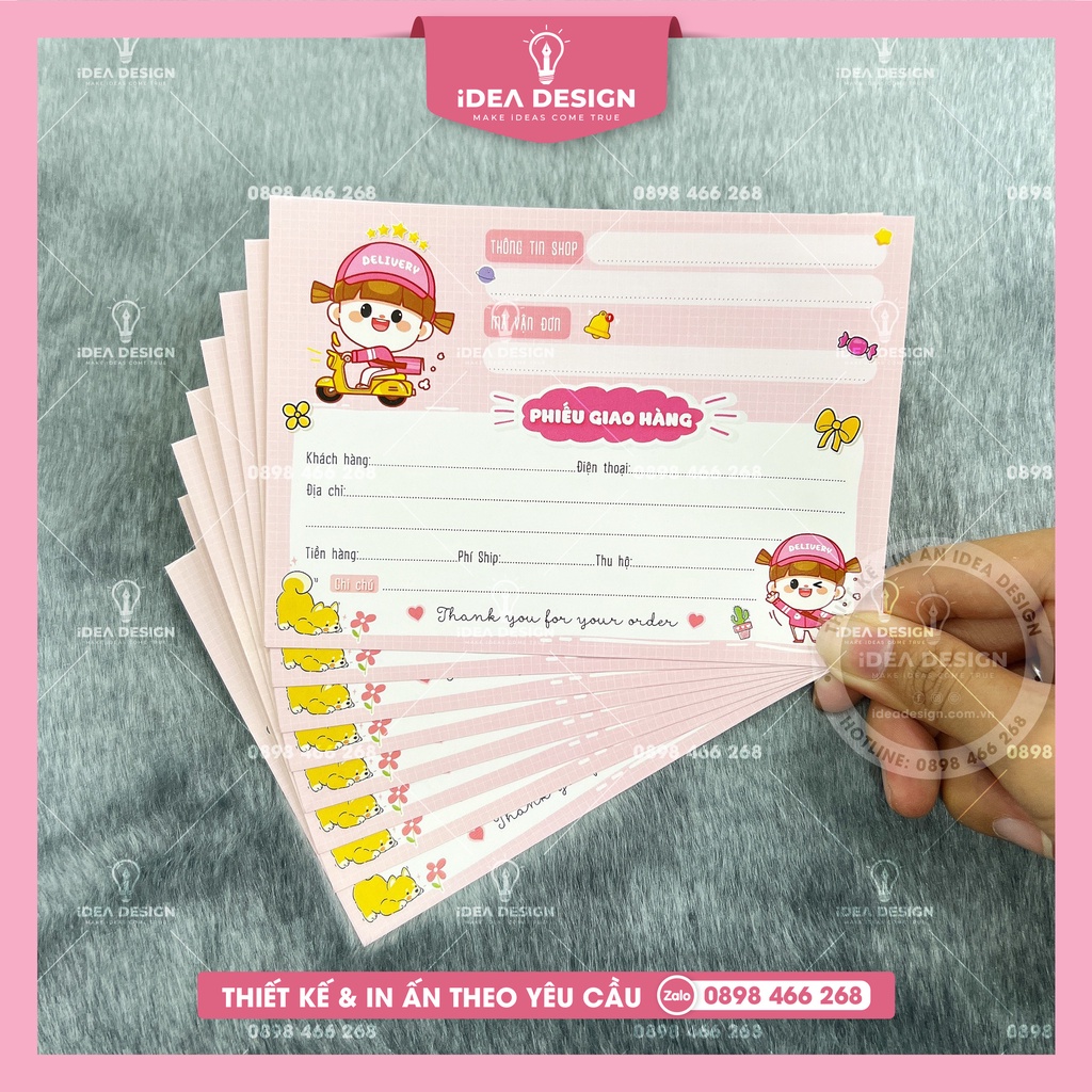 Decal Phiếu Giao Hàng, nhãn dán Ship hàng ghi Mã Vận Đơn CÓ KEO - Size 10x14cm - Mẫu PINK SHIPPER dễ thương - iDea