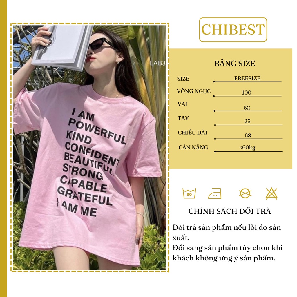 Áo phông nữ áo thun nữ form rộng tay lỡ đẹp cổ tròn in nhiều chữ CHIBEST LAB322