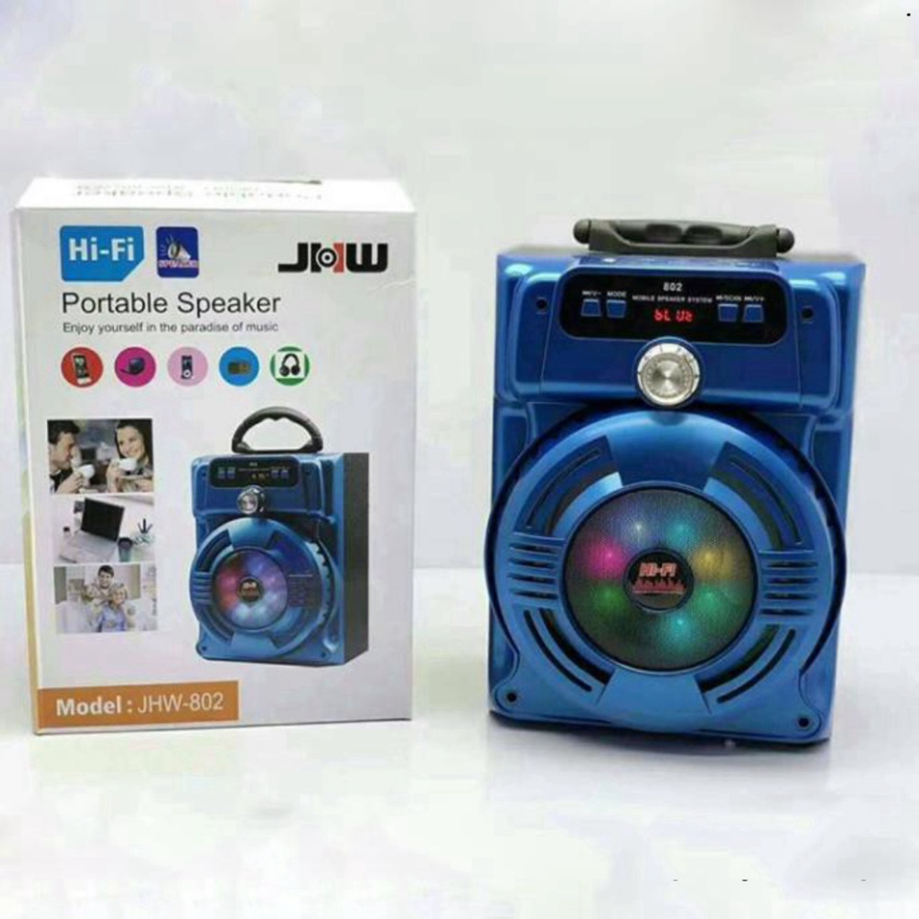 Tặng 1 mic KARAOKE có vang 100K,Loa Kẹo Kéo Karaoke Bluetooth Mini JHW 802 - Loabluetooth - Micro Blutooth