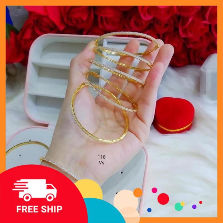 Freeship lắc tay nữ vàng 10kara đính 1 hàng đá sang xịn Giá xưởng bán chạy