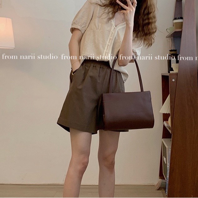 Quần short nữ NARII quần sooc đùi ống rộng cạp chun Hàn Quốc | BigBuy360 - bigbuy360.vn