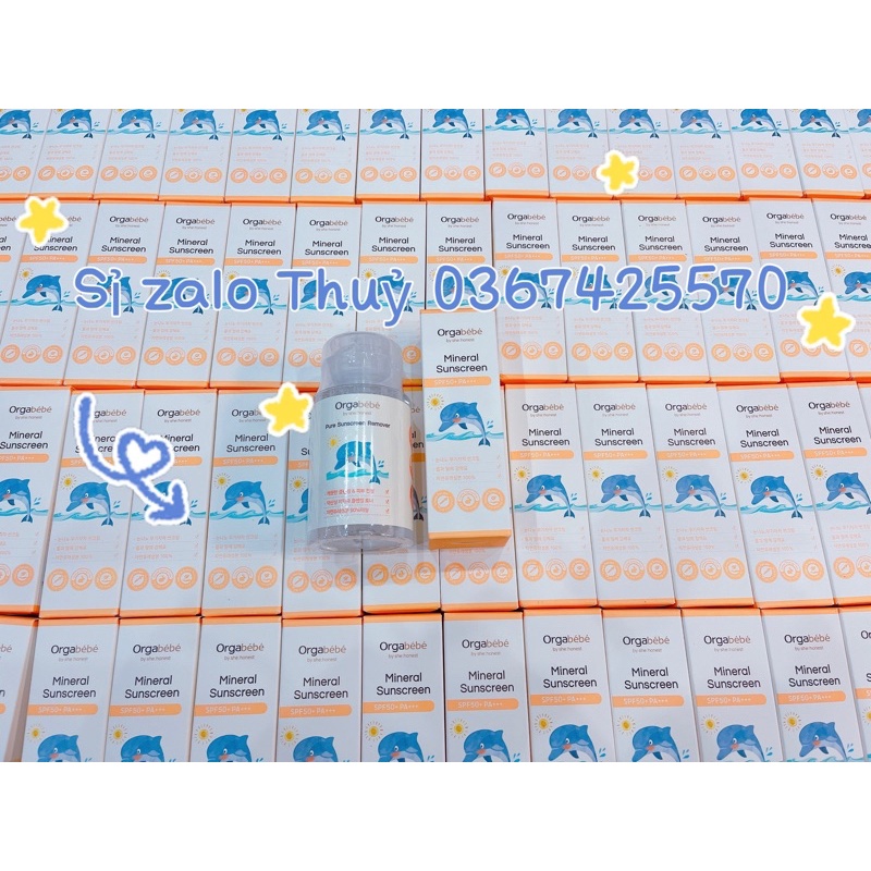 (Hàng nội địa Hàn) Kem chống nắng Orgabebe + Nước tẩy trang Orgabebe cho bé từ sơ sinh