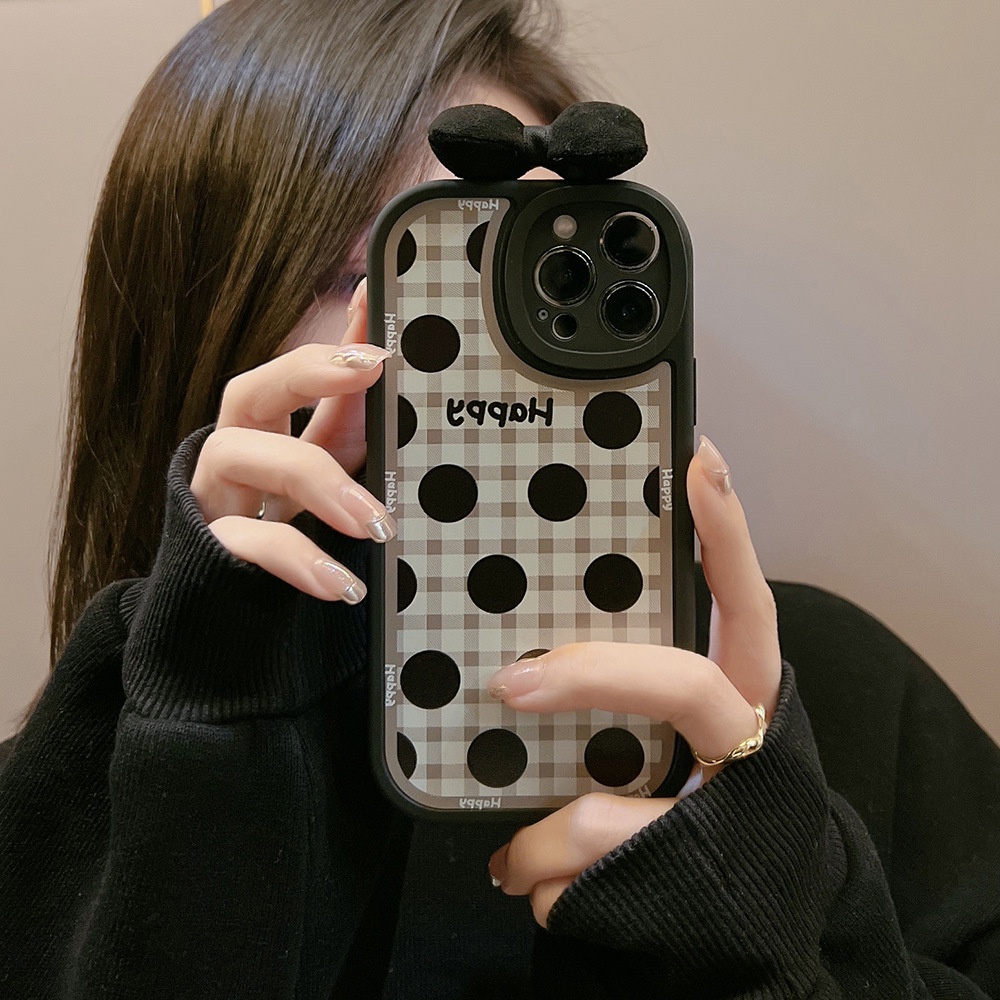 Ốp lưng iphone Ốp Điện Thoại Mềm Họa Tiết Chấm Bi Đính Nơ Cho iPhone13pro max 12 11 8p X/xr Dinuo case-III