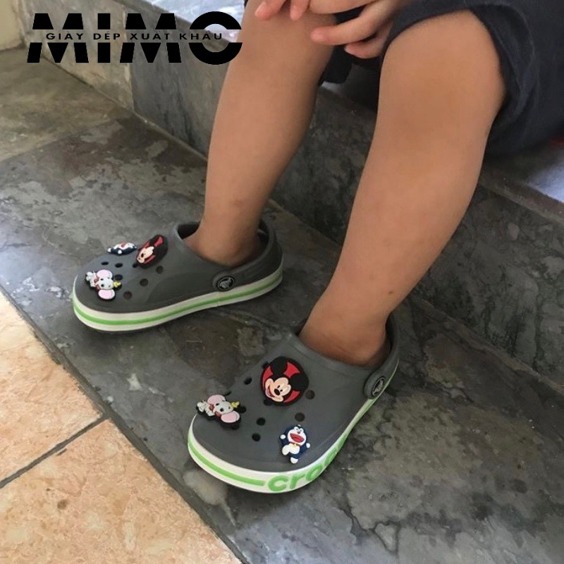 [Tặng jibit] - Dép sục trẻ em, dép bít mũi màu ghi siêu êm mềm nhẹ, bền đẹp, chống trơn trượt cho bé