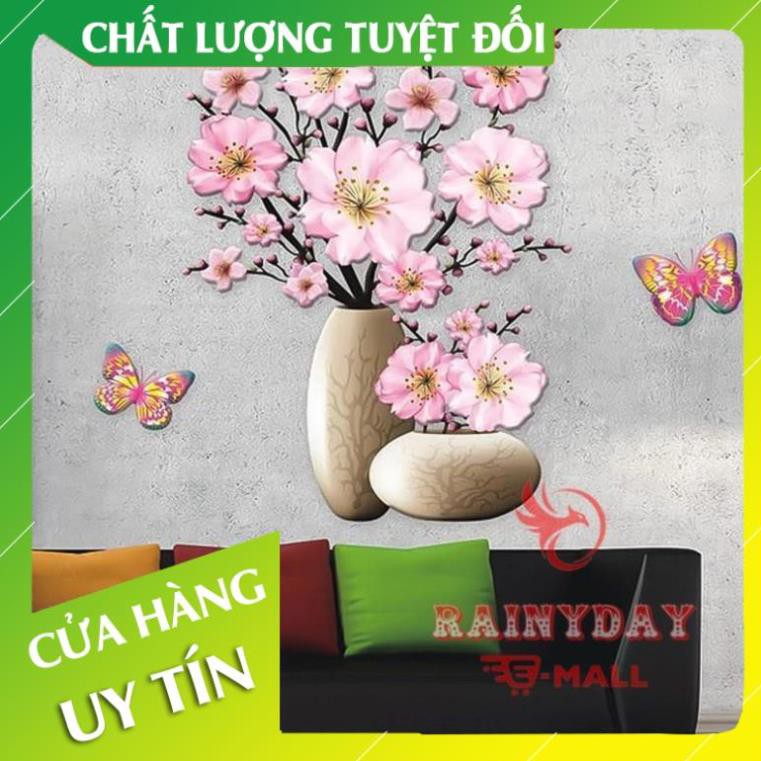 [FreeShip - Hàng loại đẹp] Tranh dán tường 3d, tranh 3d dán tường hình bình hoa đẹp  - LC Store