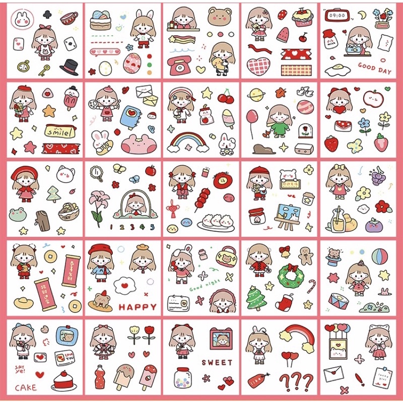 1 tờ giấy dán hình cô gái dễ thương nhiều mẫu mã