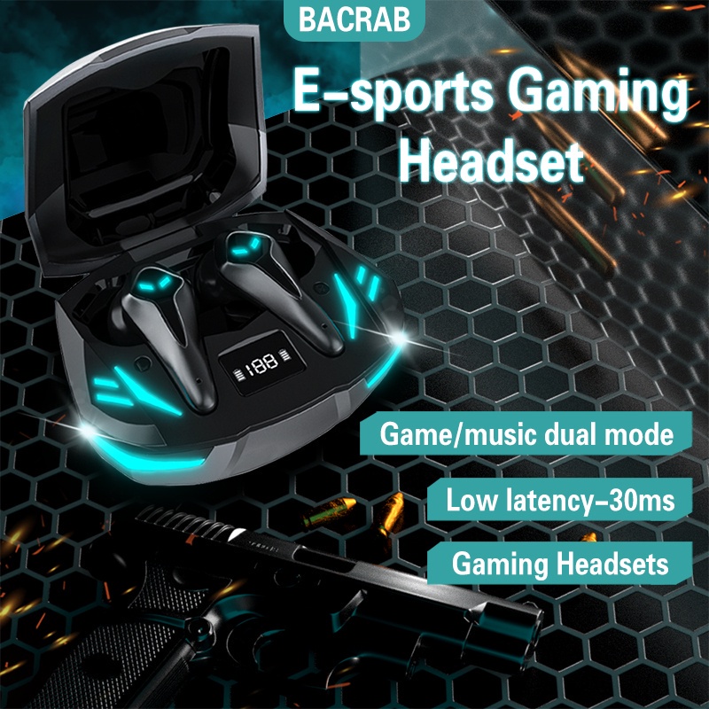 Tai nghe bluetooth không dây TWS tích hợp đèn RGB có micro âm siêu trầm thiết kế thời trang cho chơi game PUBG