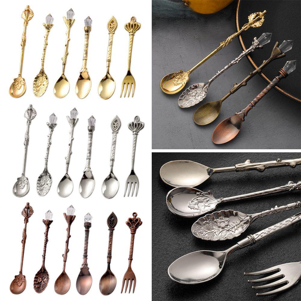 Nĩa Kim Loại Uống Cà Phê Phong Cách Vintage