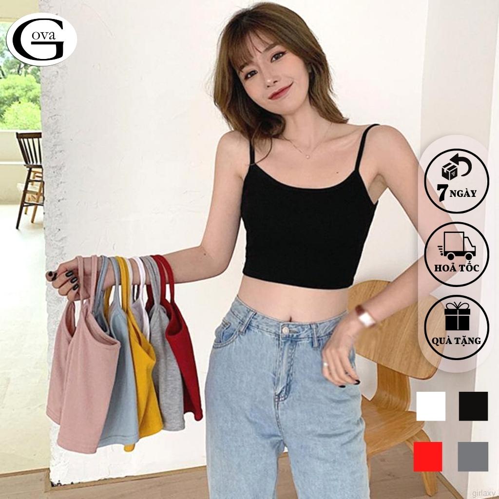 Áo Croptop HAI DÂY MẢNH Thun Borip Kiểu Sexy Nữ, Áo Thun Ôm Body Đẹp GOVA