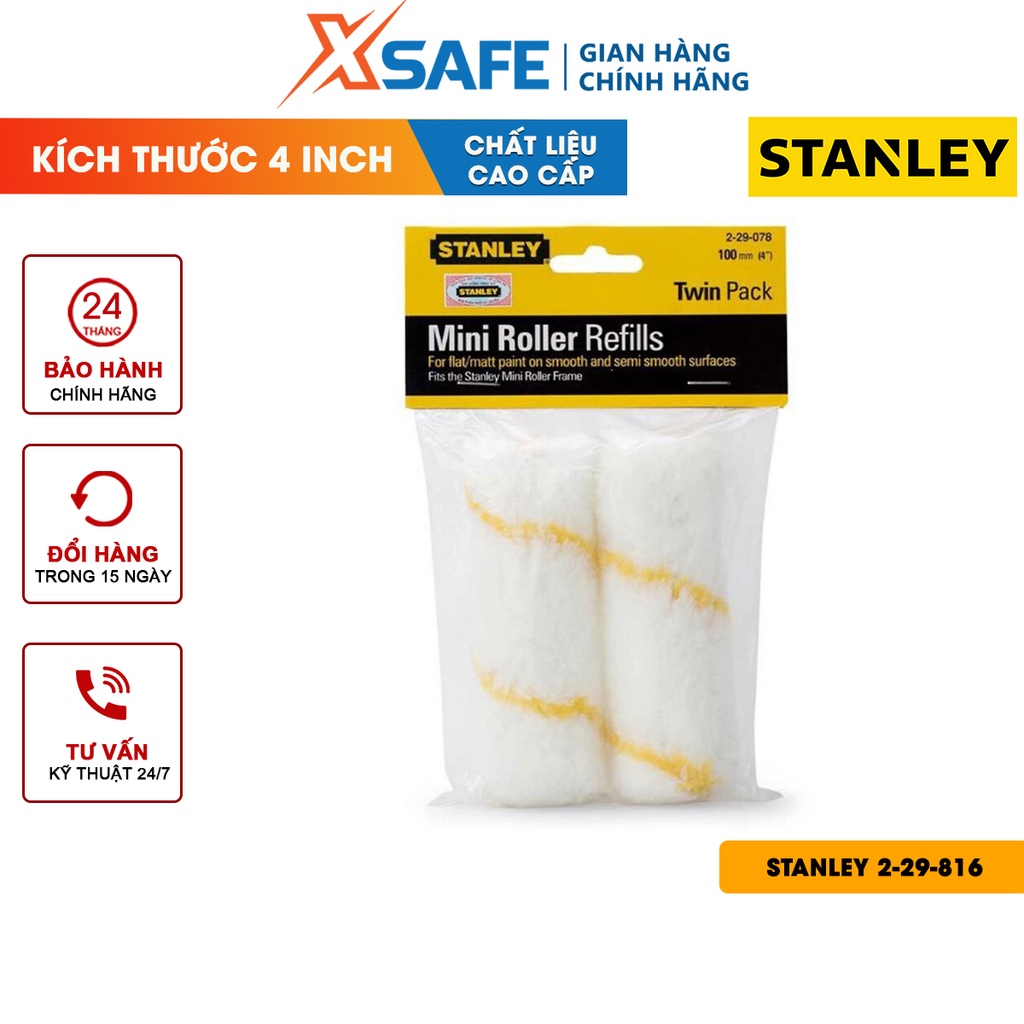 Lăn sơn STANLEY 2-29-816 4inch Con lăn sơn nước Stanley dài 10cm, bông lăn mềm, độ thấm cao