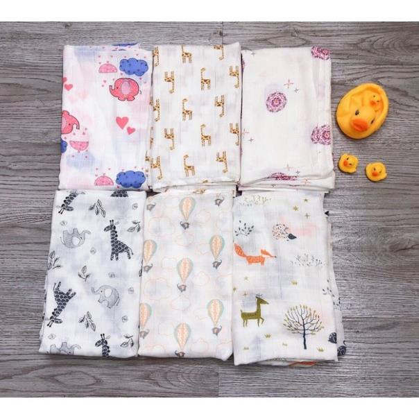 Set 2 Khăn Tắm , Khăn Quấn Sợi Tre Aden Anais Swaddle Cho Bé Loại Cao Cấp Có Hộp Đựng