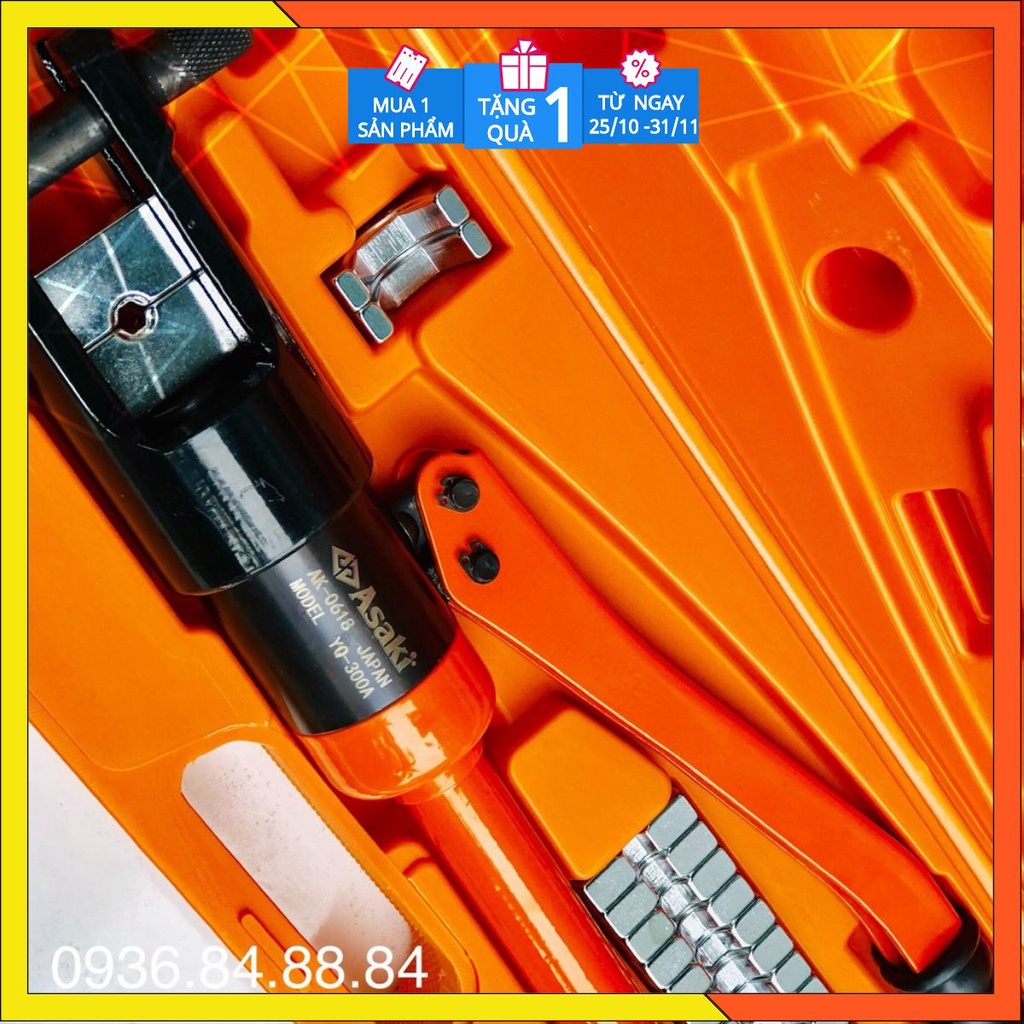 Bộ kìm bấm cos thủy lực Asaki 💥FREESHIP💥kìm thủy lực ép cos đa năng, bấm cốt dây điện đầu cuối