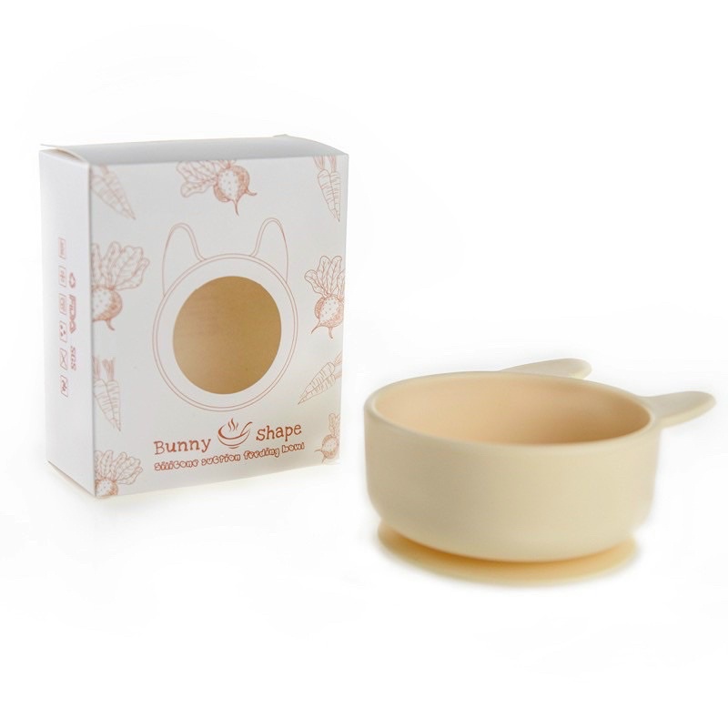 Bát silicone hình thỏ xinh cho bé ăn dặm, hít dính kèm hộp đựng