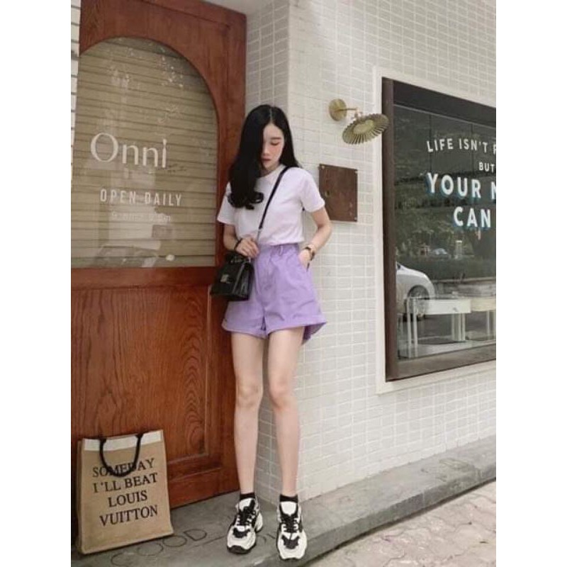 Quần short nữ kaki lưng chun MIUMIU FASHION - Quần short kaki nữ ống rộng