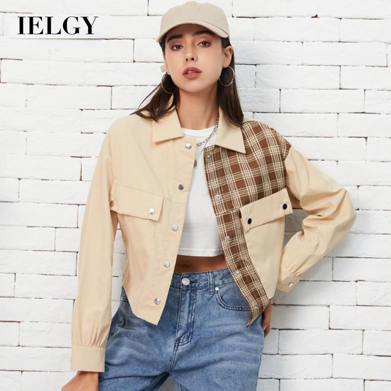 IELGY  Áo Khoác Ngắn Dáng Rộng Cài Một Hàng Nút Thời Trang Cho Nữ
