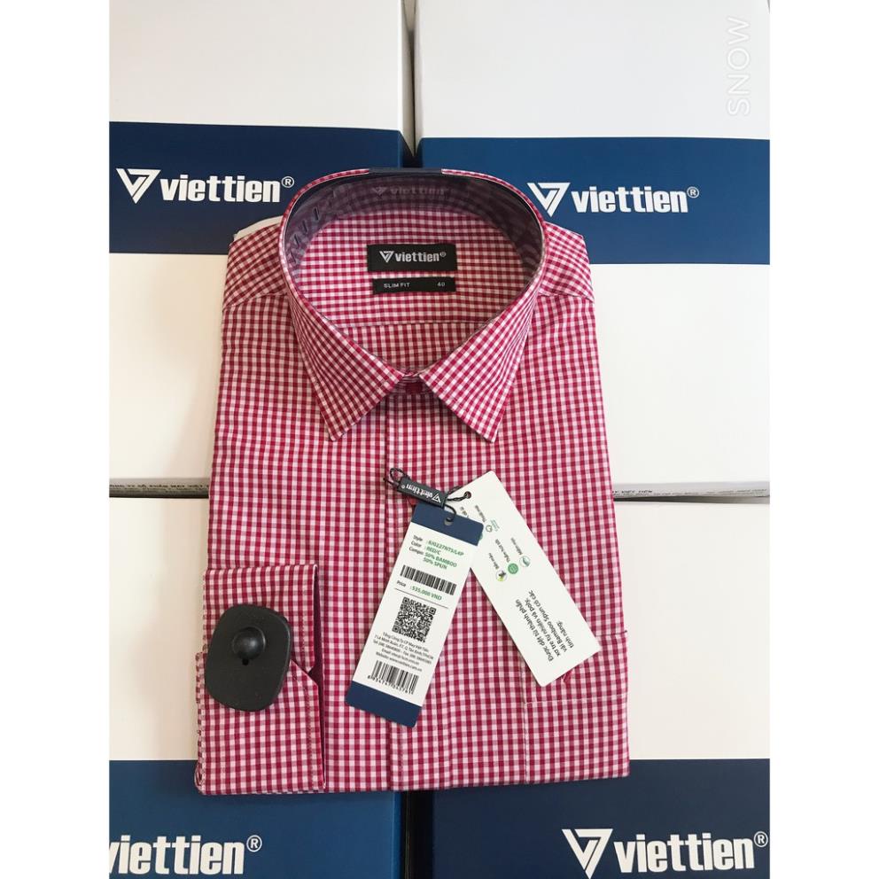 Áo sơ mi dài tay hiệu Việt Tiến vải tre form slim fit giá mác 535k -K(&1 !