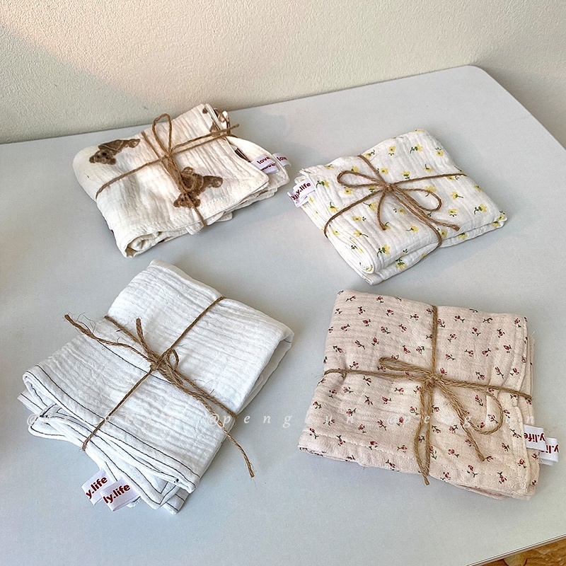 Bộ 3 Khăn Trải Bàn Bằng cotton Họa Tiết Hoa Phong Cách Hàn Quốc